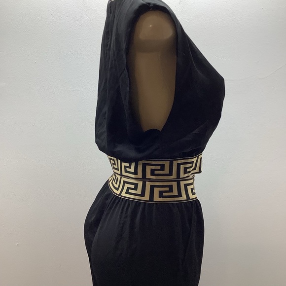 Cien Size Medium Black Satin 2Pc Pant Set With Geometric Elastic Waist. Preloved - Picture 6 of 8